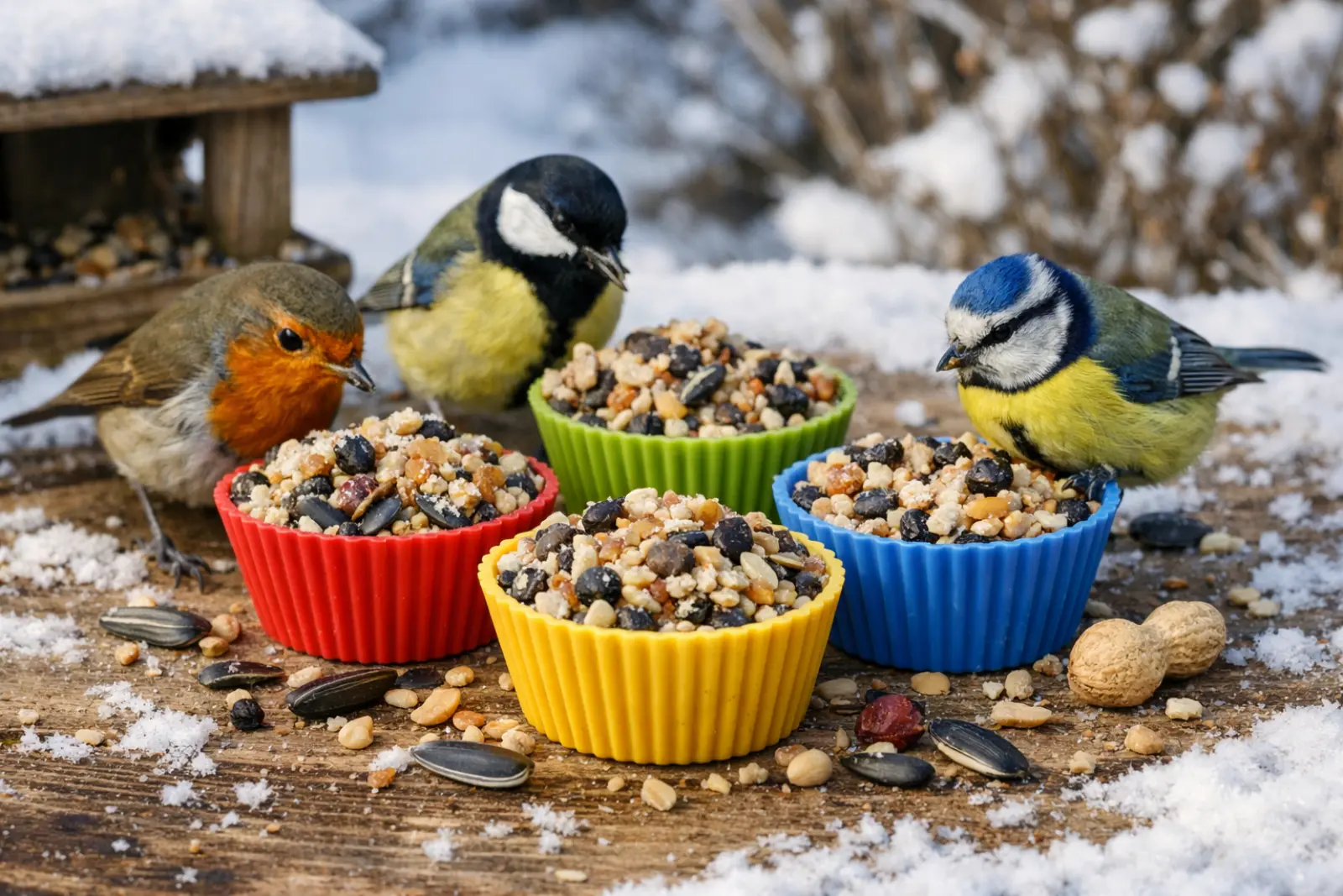 Préparez des muffins, accrochez-les à une branche et... regardez ! Les oiseaux d'hiver adorent ces collations maison