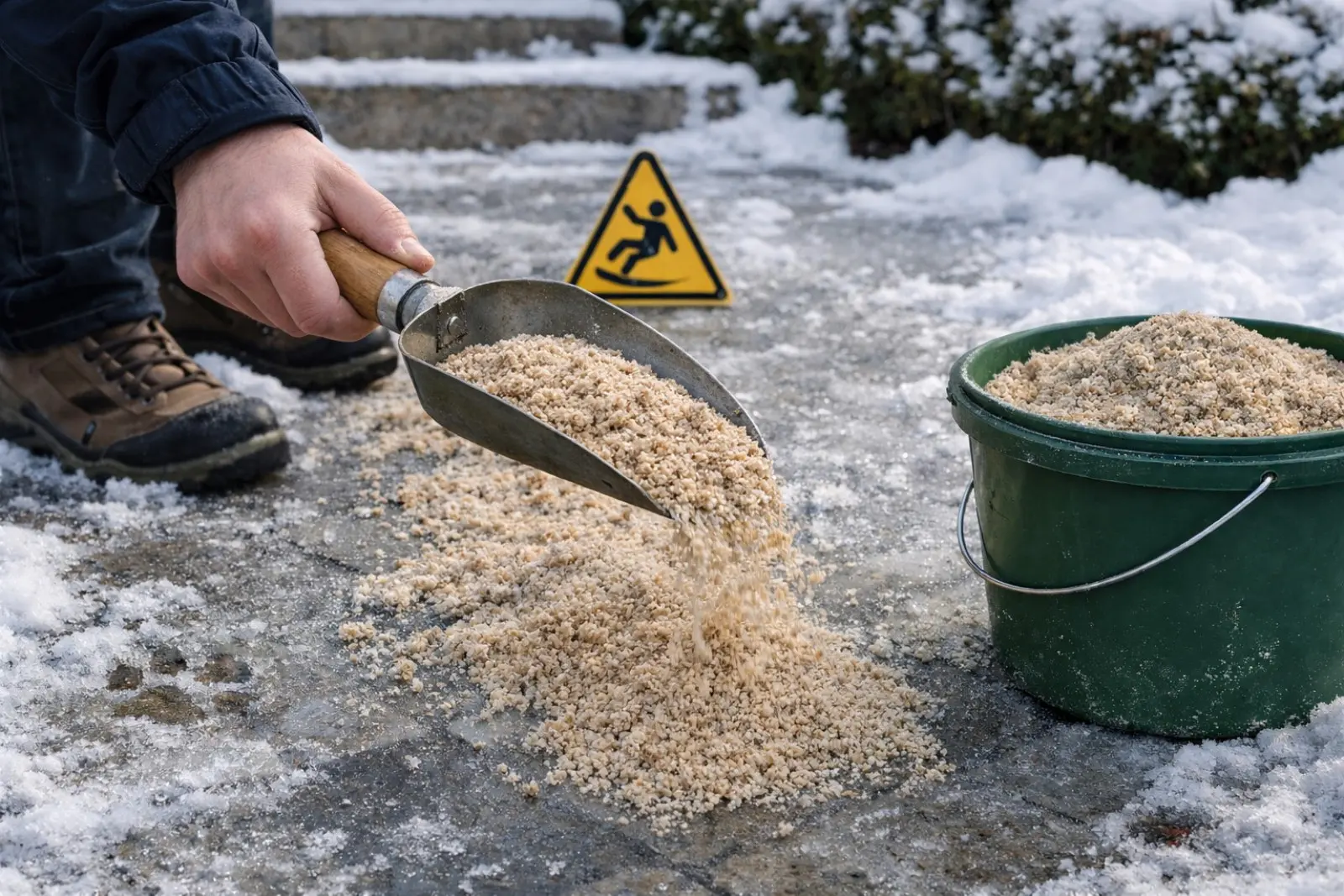 Ne fatiguez pas votre chien et n'abîmez pas la cheville ! Vérifiez ce qu'il est préférable de saupoudrer sur de la glace