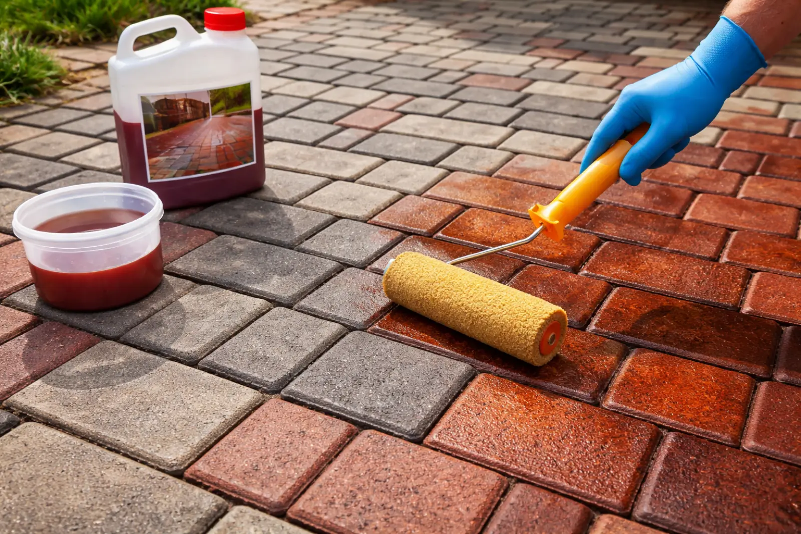 Imprégnation colorante pour pavés - rehausse la couleur et protège la surface