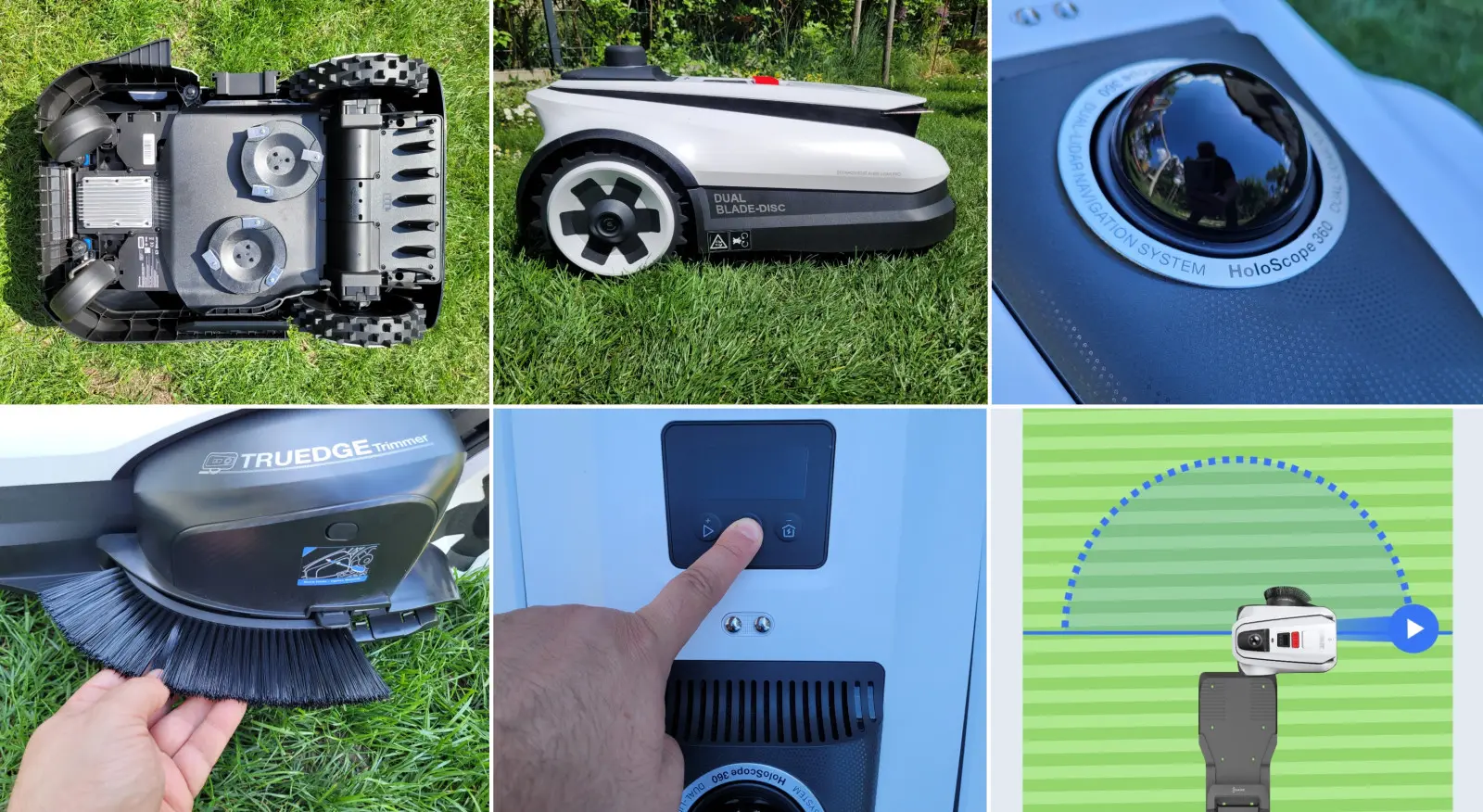 Robot tondeuse intelligent avec tondeuse latérale. On le teste dans le jardin