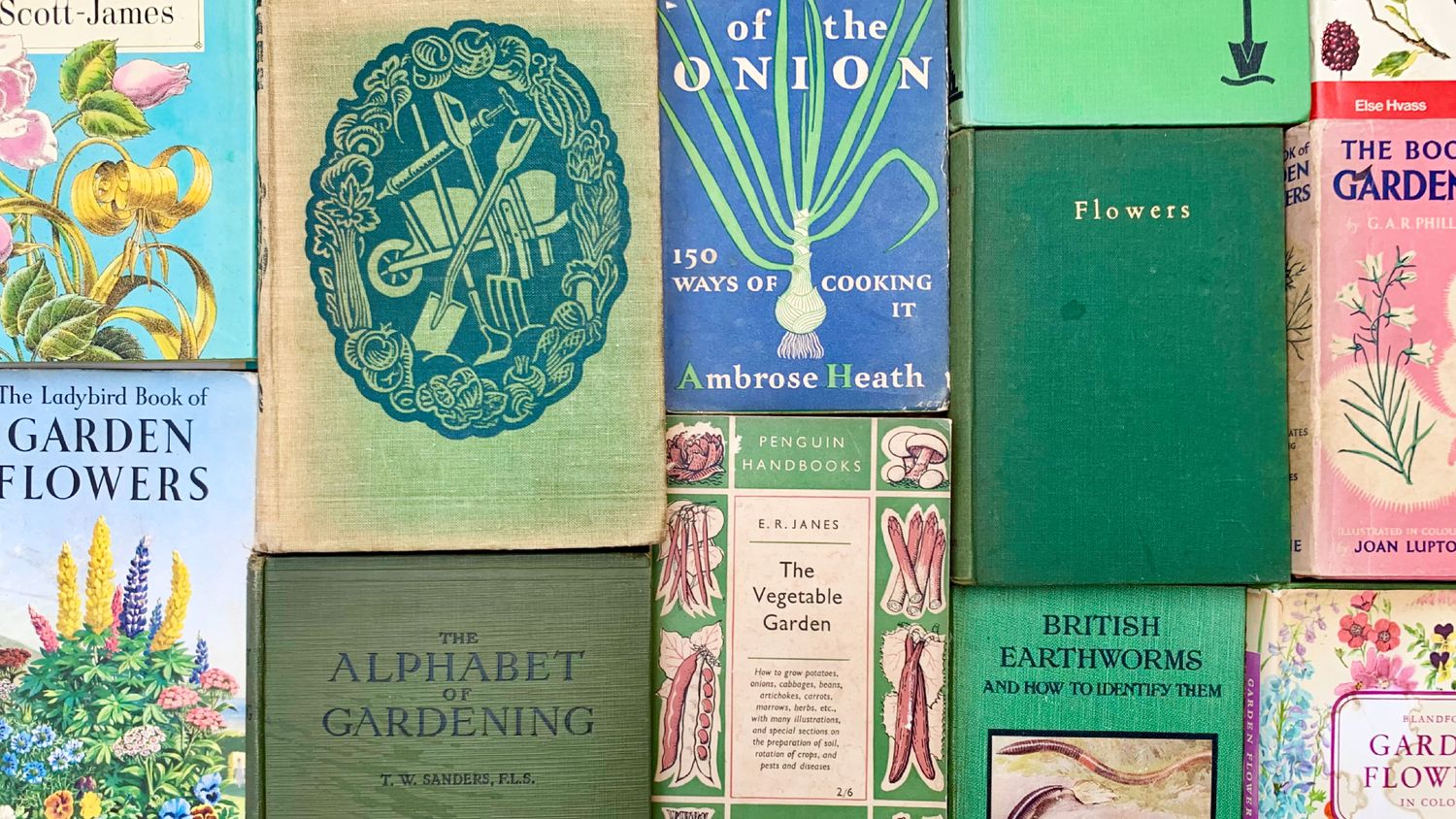 collection of vintage gardening books