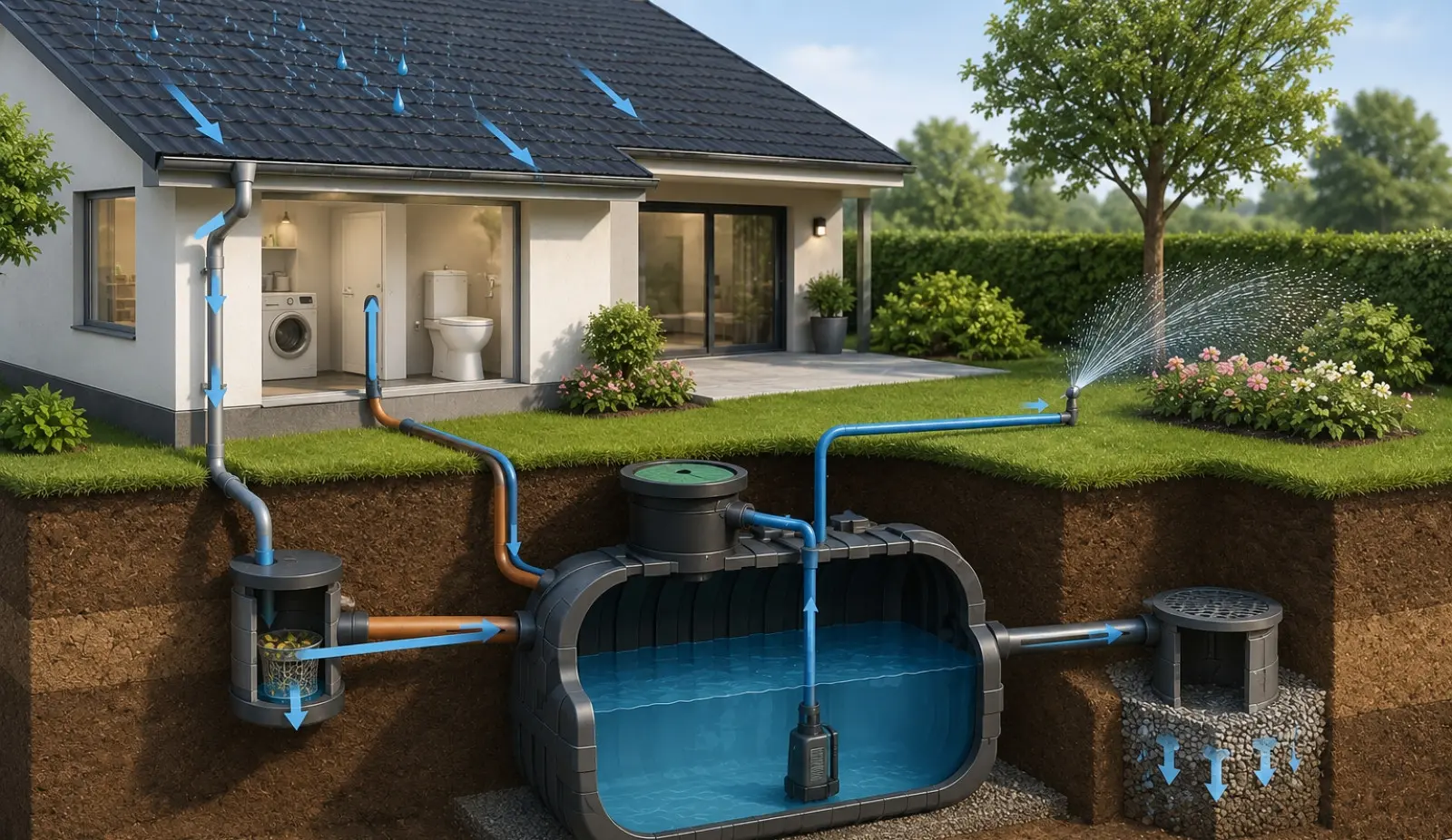 L'eau de pluie au lieu de l'eau du robinet ? Ce réservoir peut contenir des milliers de litres